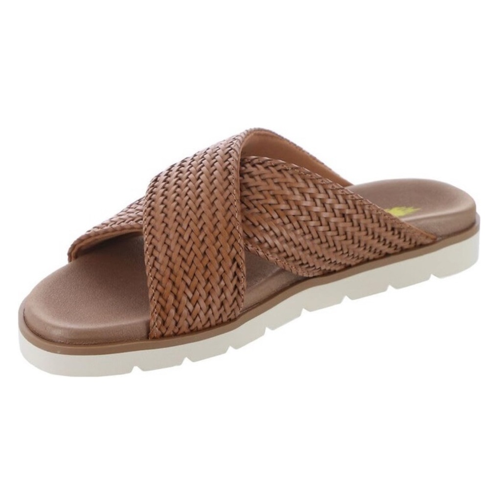 Volatile Aushan Tan Woven Slide Sandals